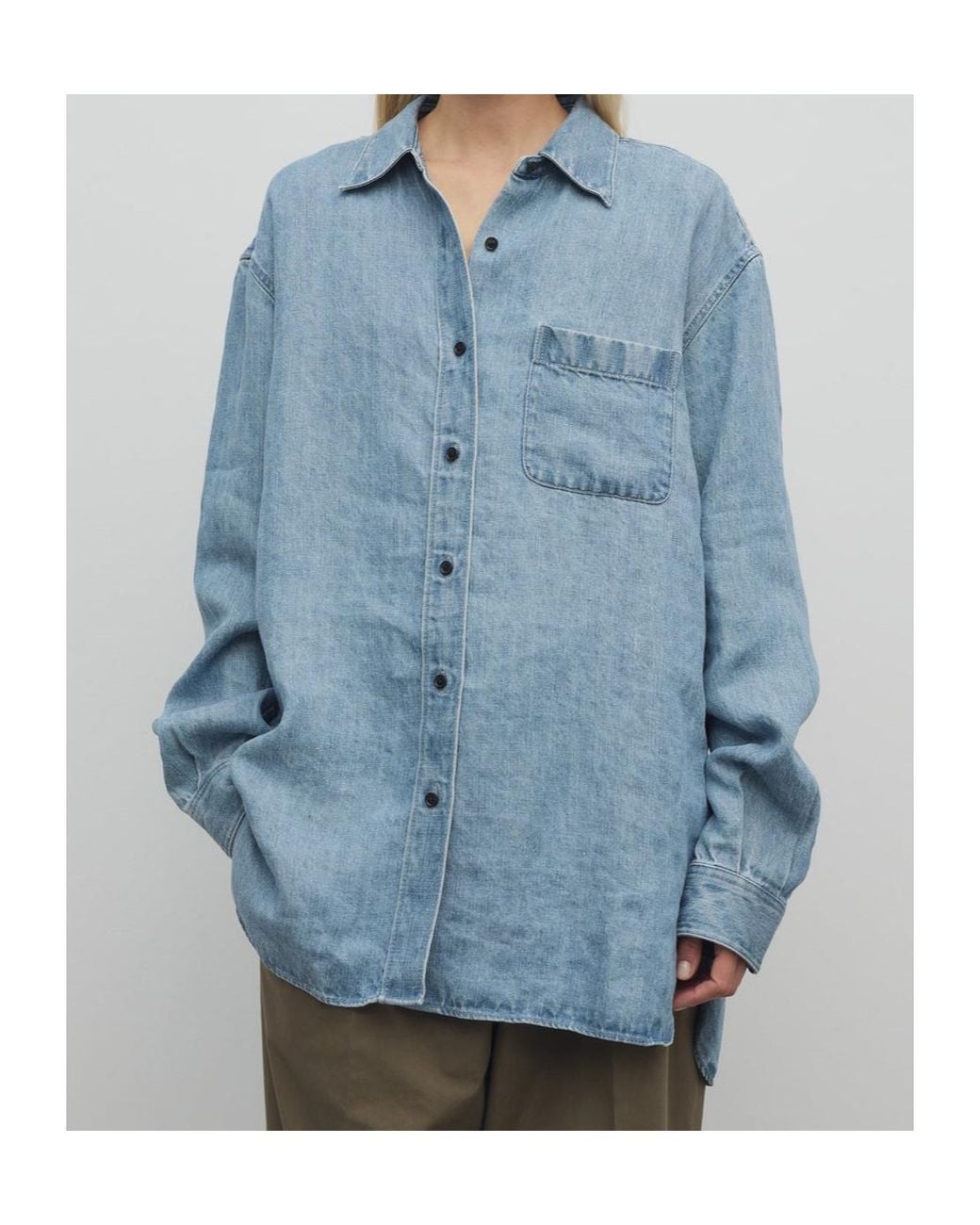 The Row Blue Nesson Button-Up Denim Shirt