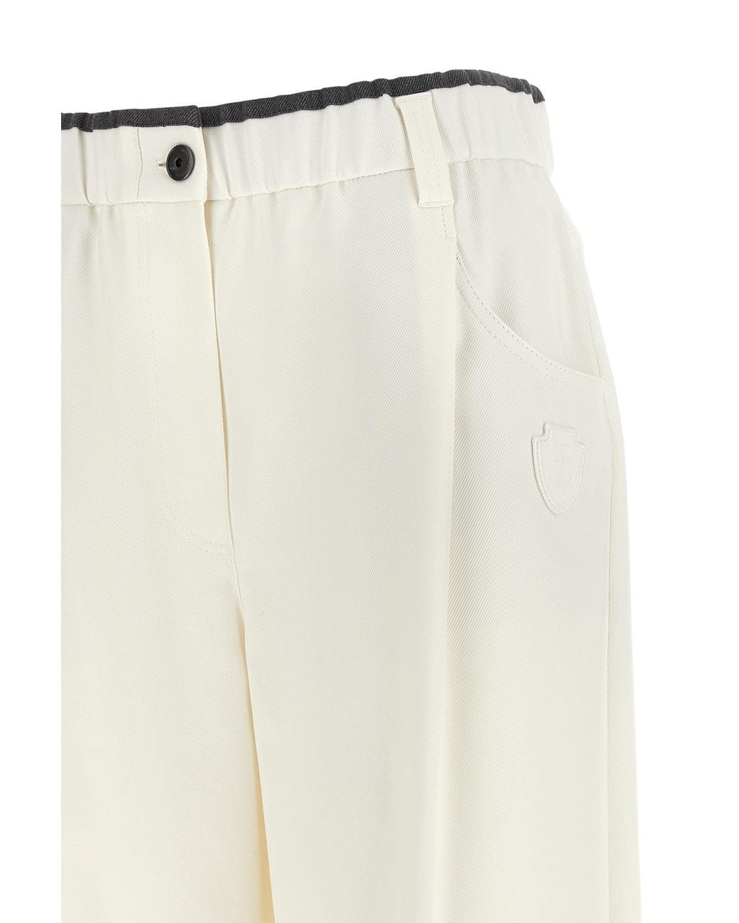 Brunello Cucinelli White Elasticated Waistband Straight Leg Pants