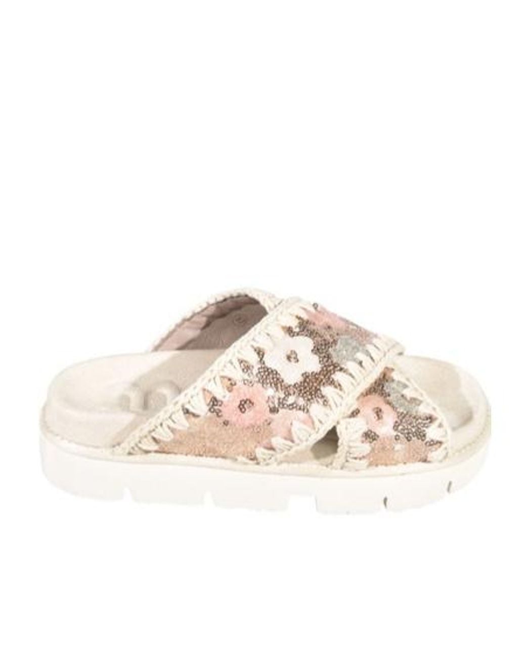 Mou Pink Sequin-Embellished Sandals
