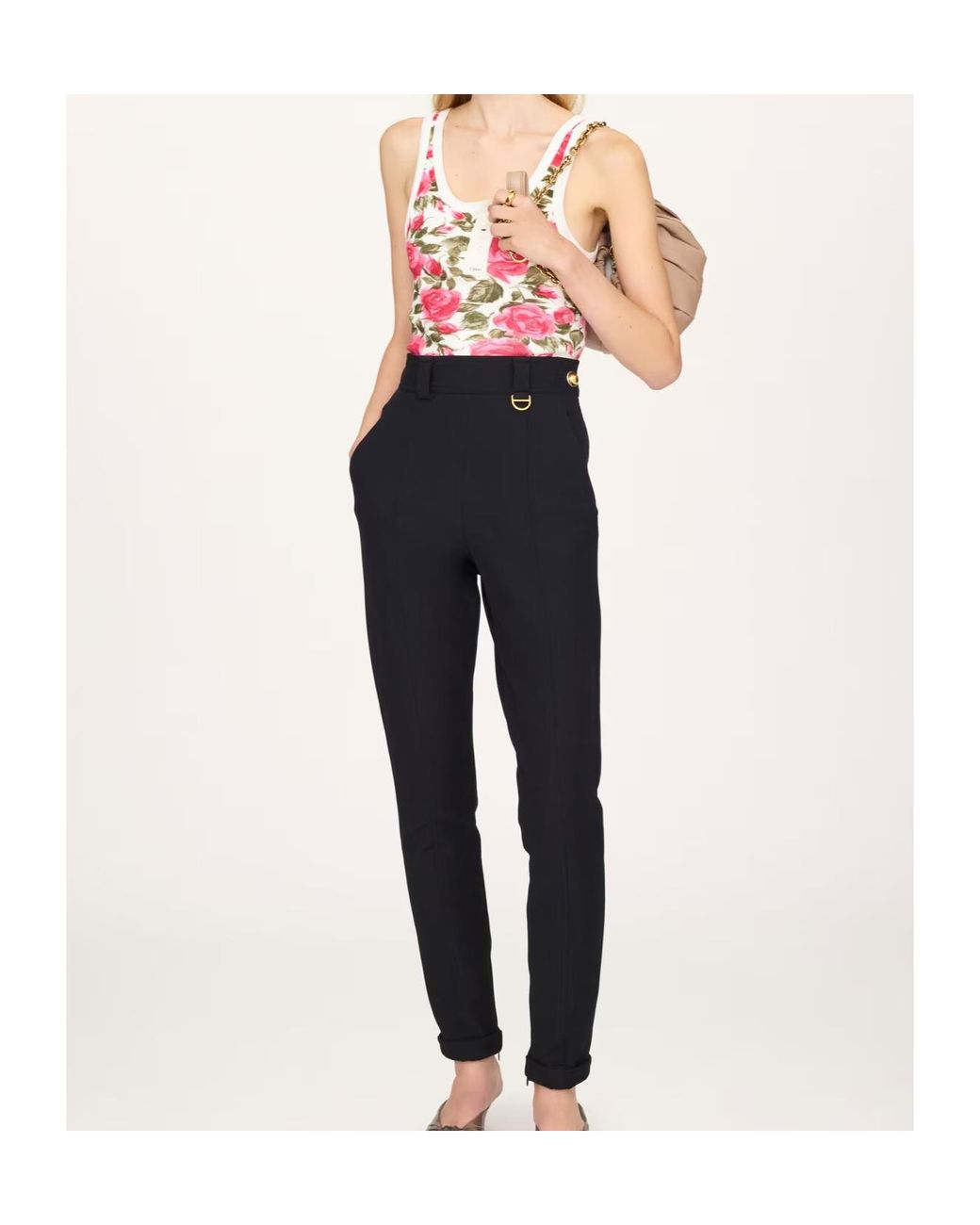 Chloé Pink Stretch Cotton Top With Floral Print
