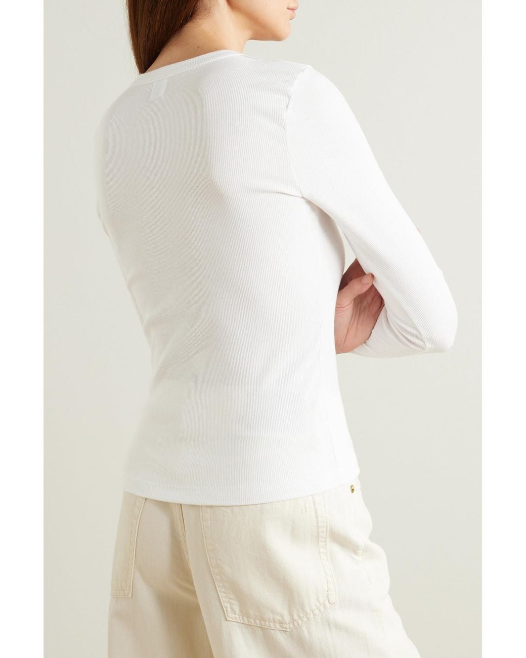 Leset White Stretch-Cotton Jersey Top