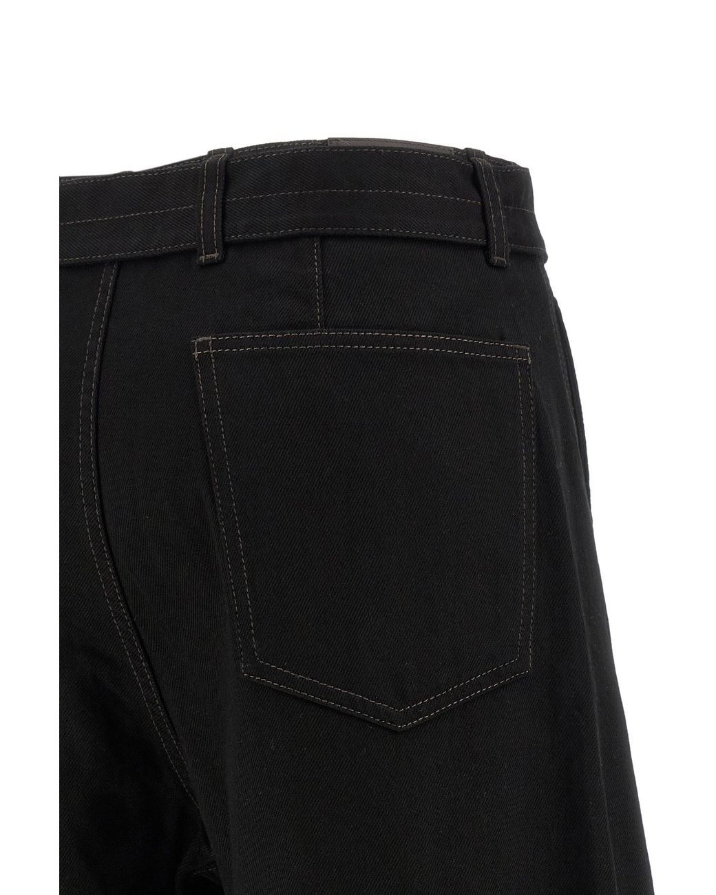 Lemaire Black Belted Straight-Leg Pants for men