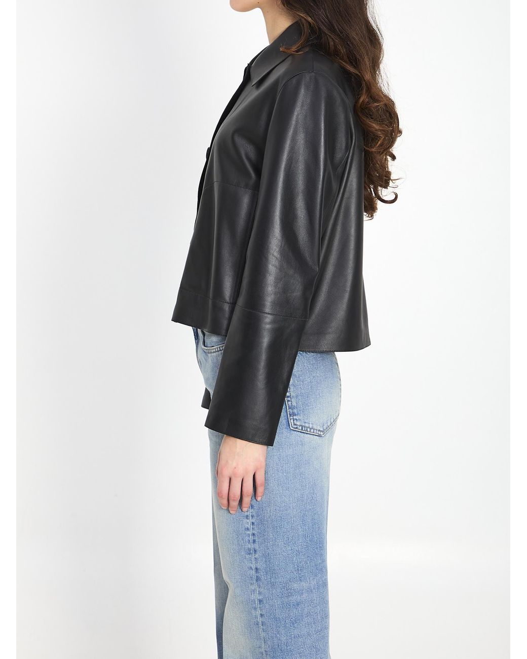 Arma Black Button-Front Leather Jacket
