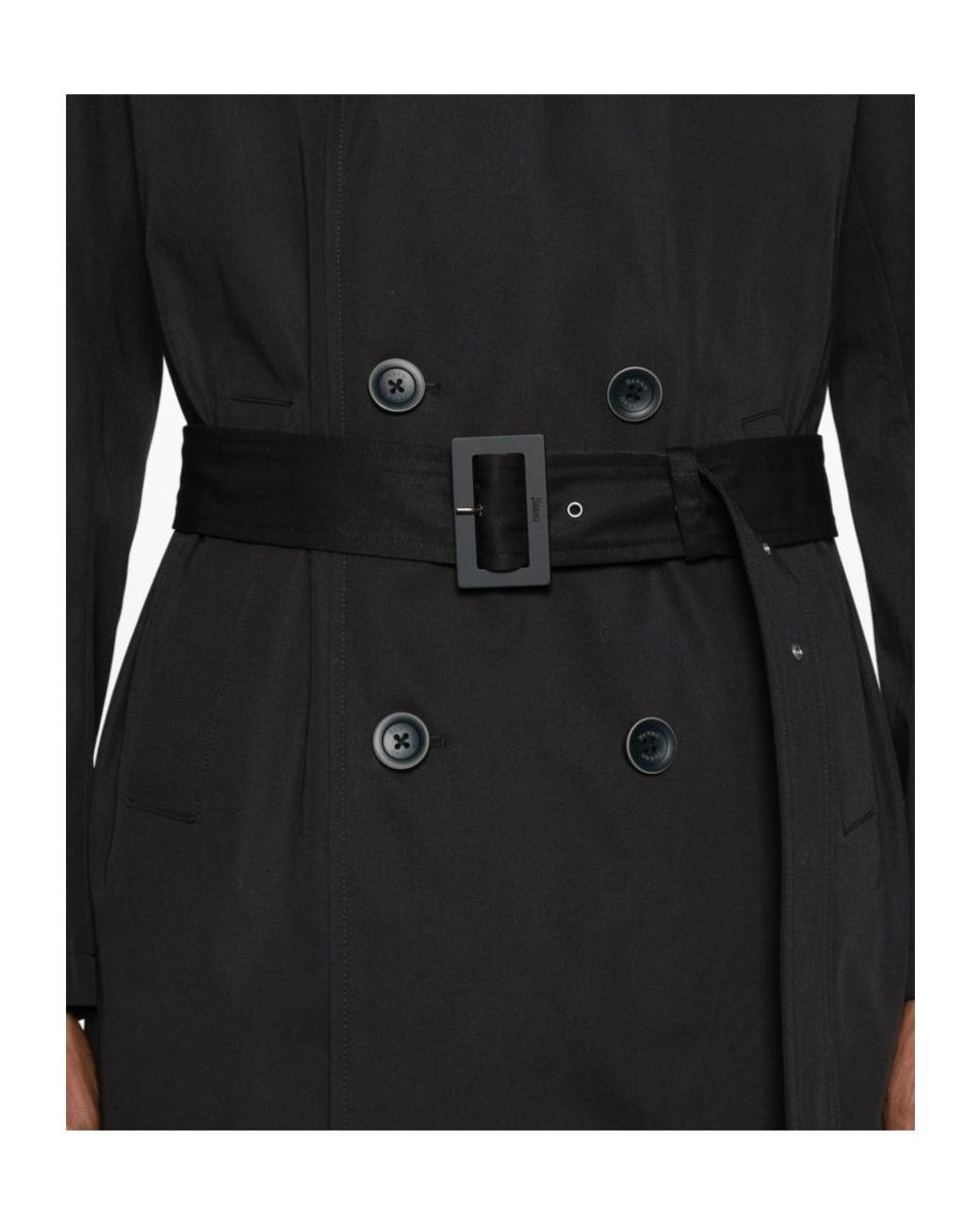 Herno Black Double-Breasted Belted Coat for men