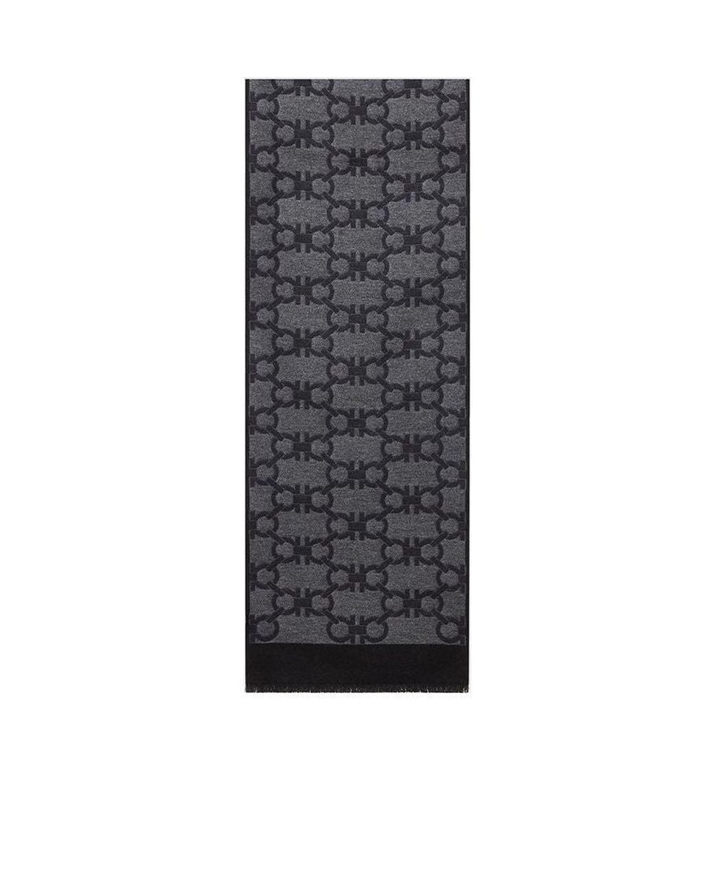 Ferragamo Blue Ferragamo Gancini Pattern Knitted Scarf for men
