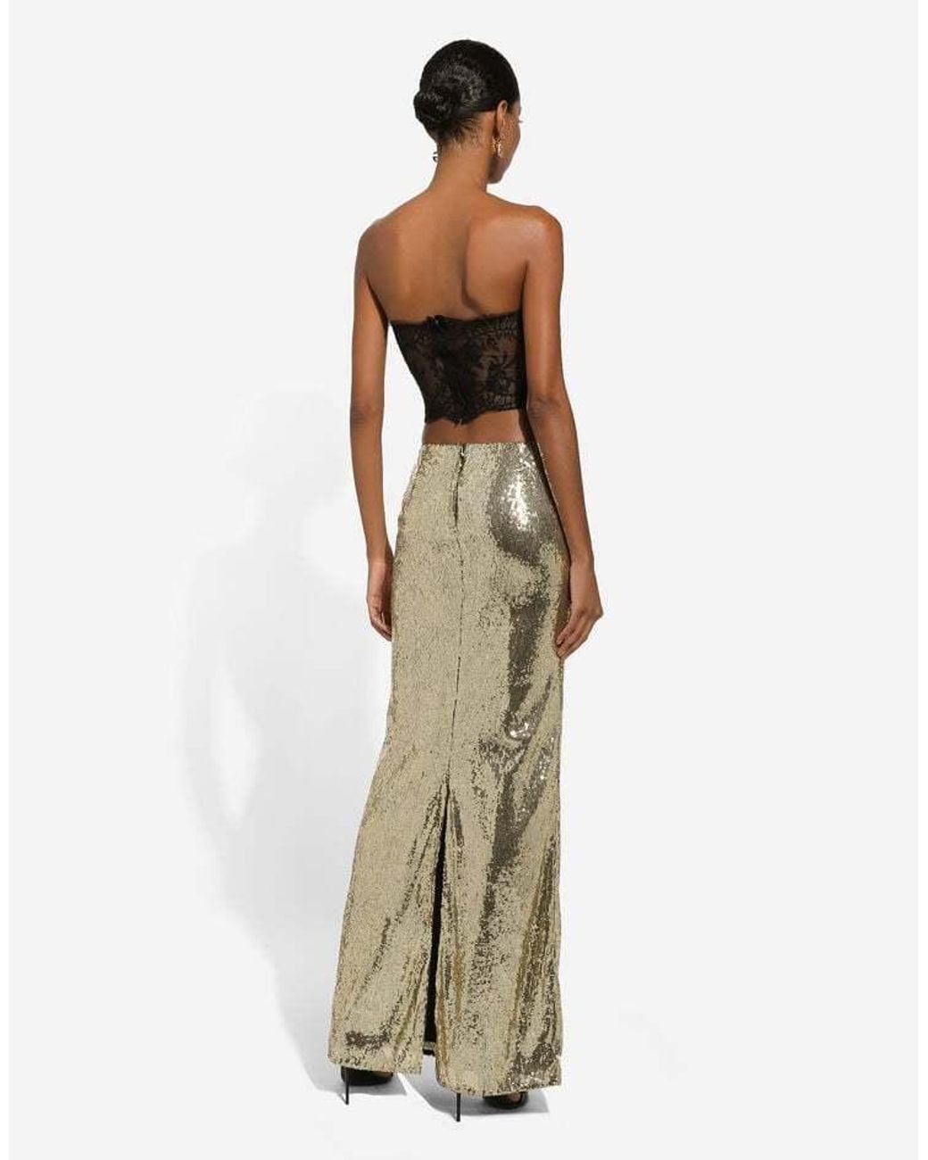 Dolce & Gabbana Natural Sequinned Mermaid Maxi Skirt