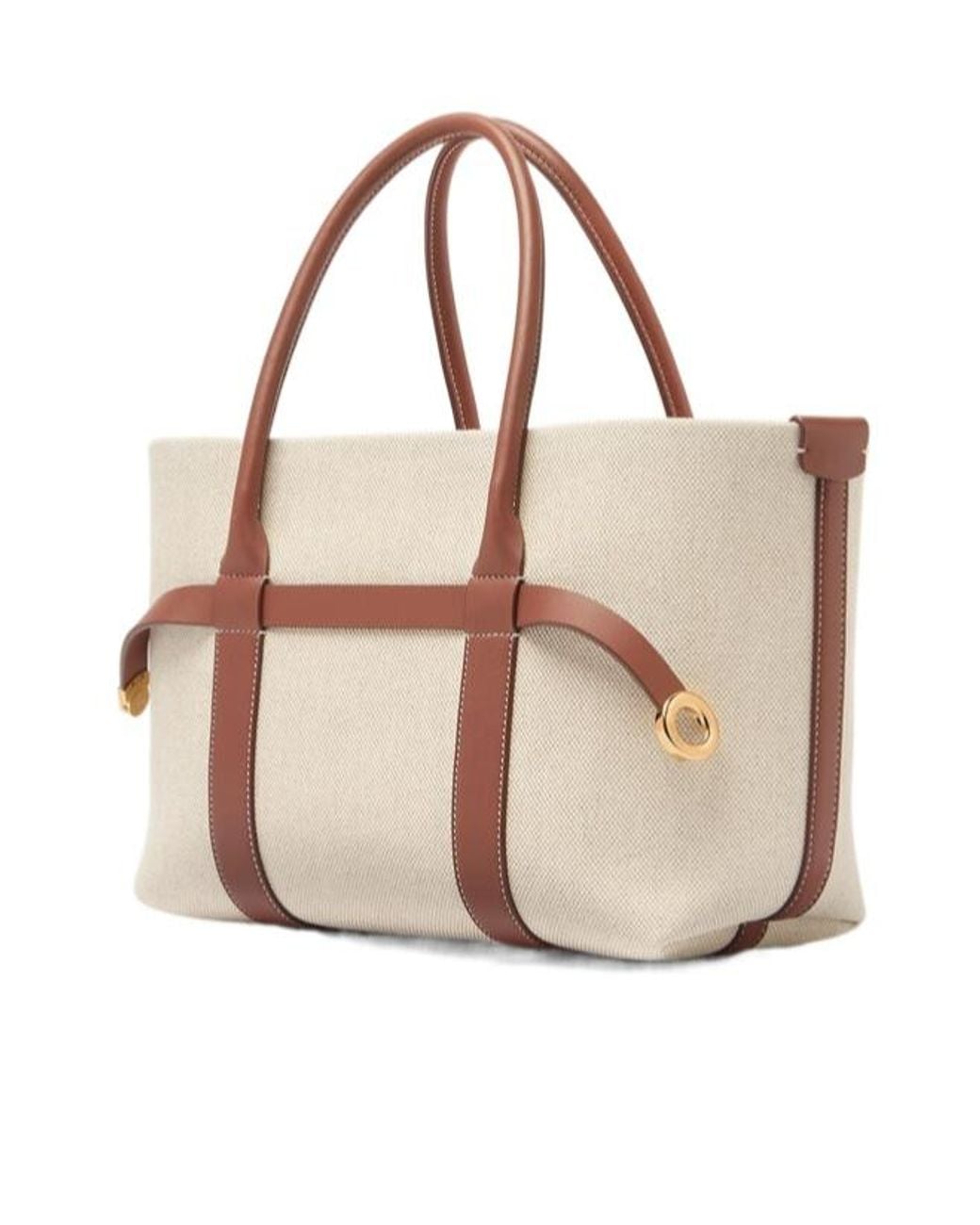 Loro Piana Natural Logo Embossed Shopping Bag