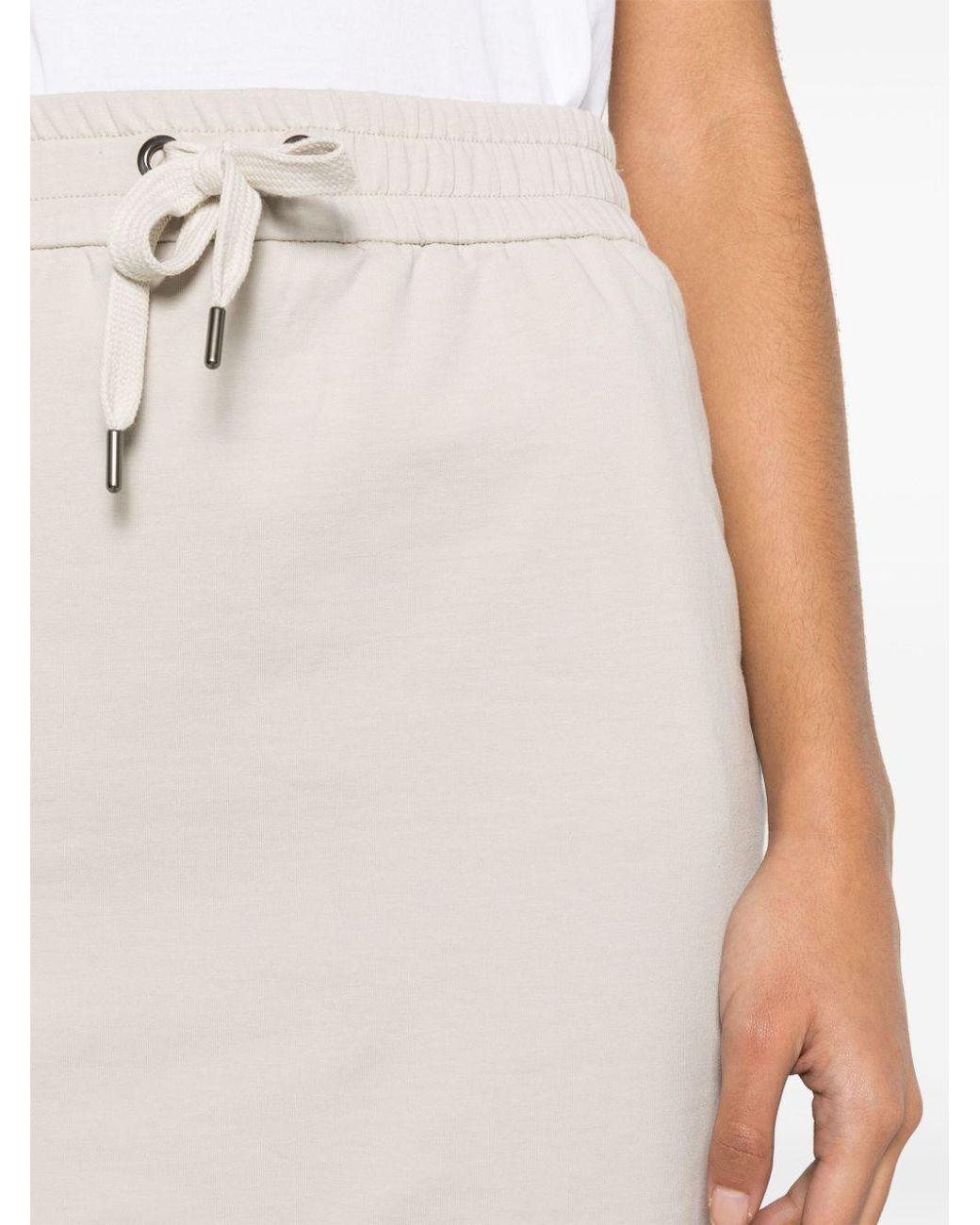 Brunello Cucinelli White Jersey Midi Pencil Skirt