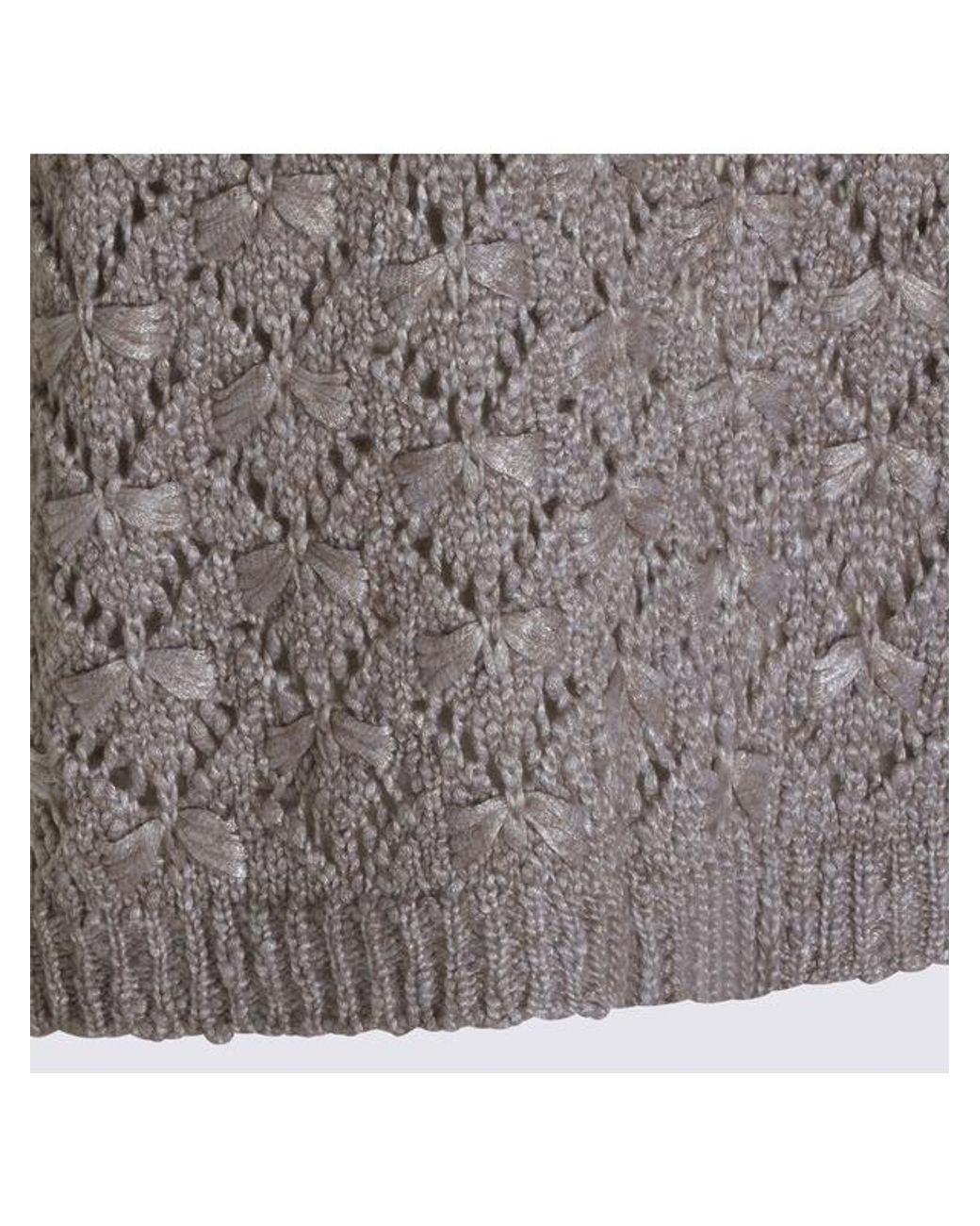 Fabiana Filippi Gray Open Knit Short Sleeve Sweater