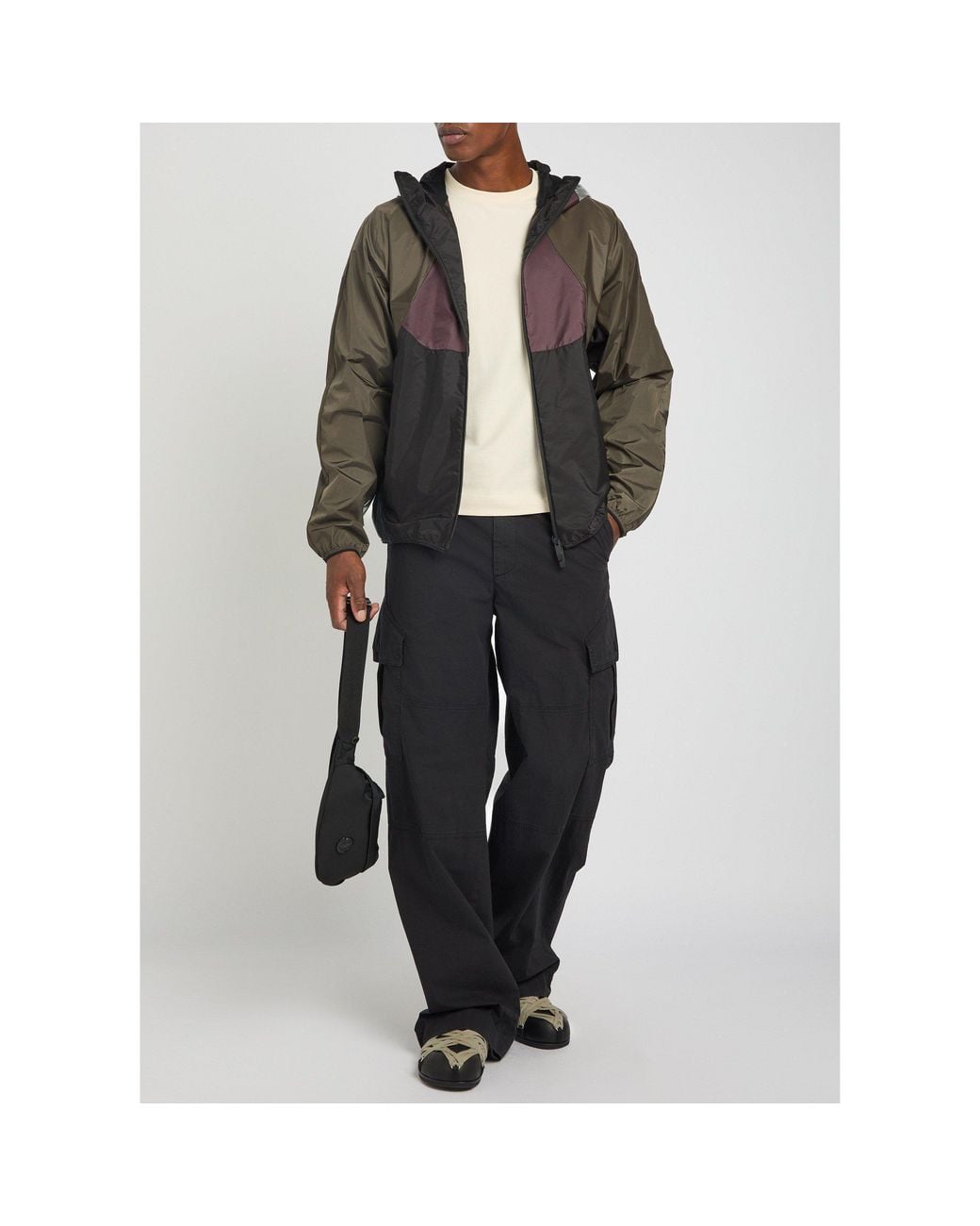 Moncler Gray Color-Blocked Hooded Windproof Jacket for men