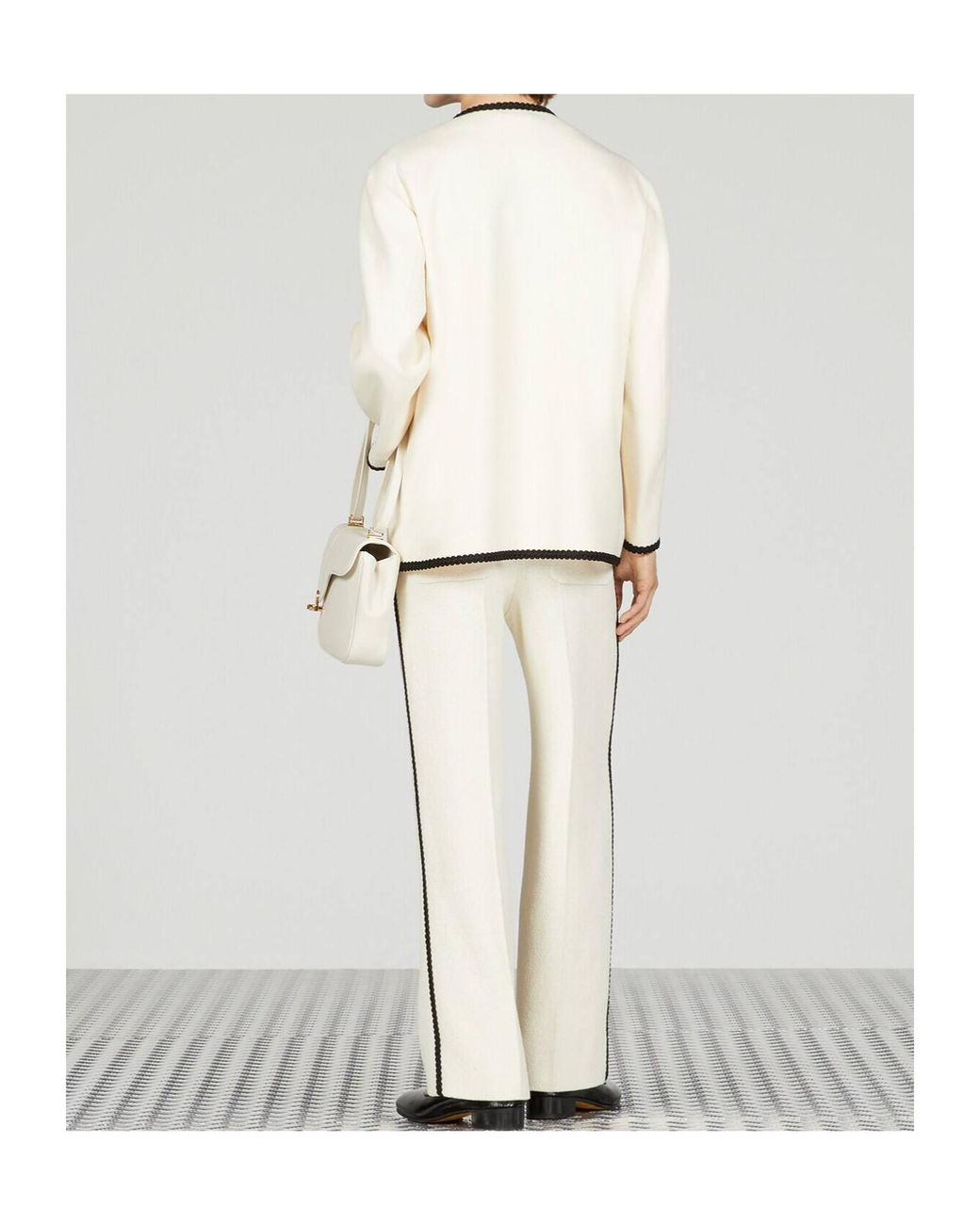 Gucci Natural Retro Logo Patch Straight Hem Trousers for men