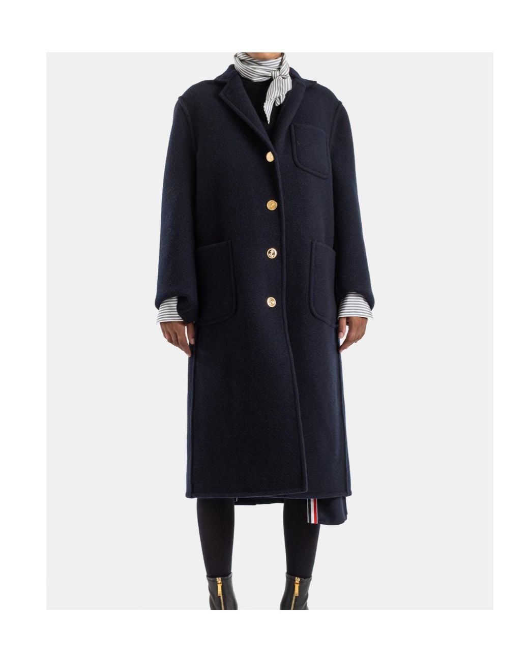 Thom Browne Black Bell Sleeve Boiled Wool Overcoat