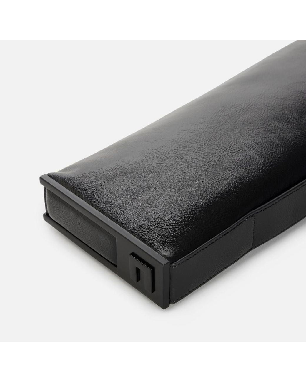 Elisabetta Franchi Black Patent-Effect Clutch Bag