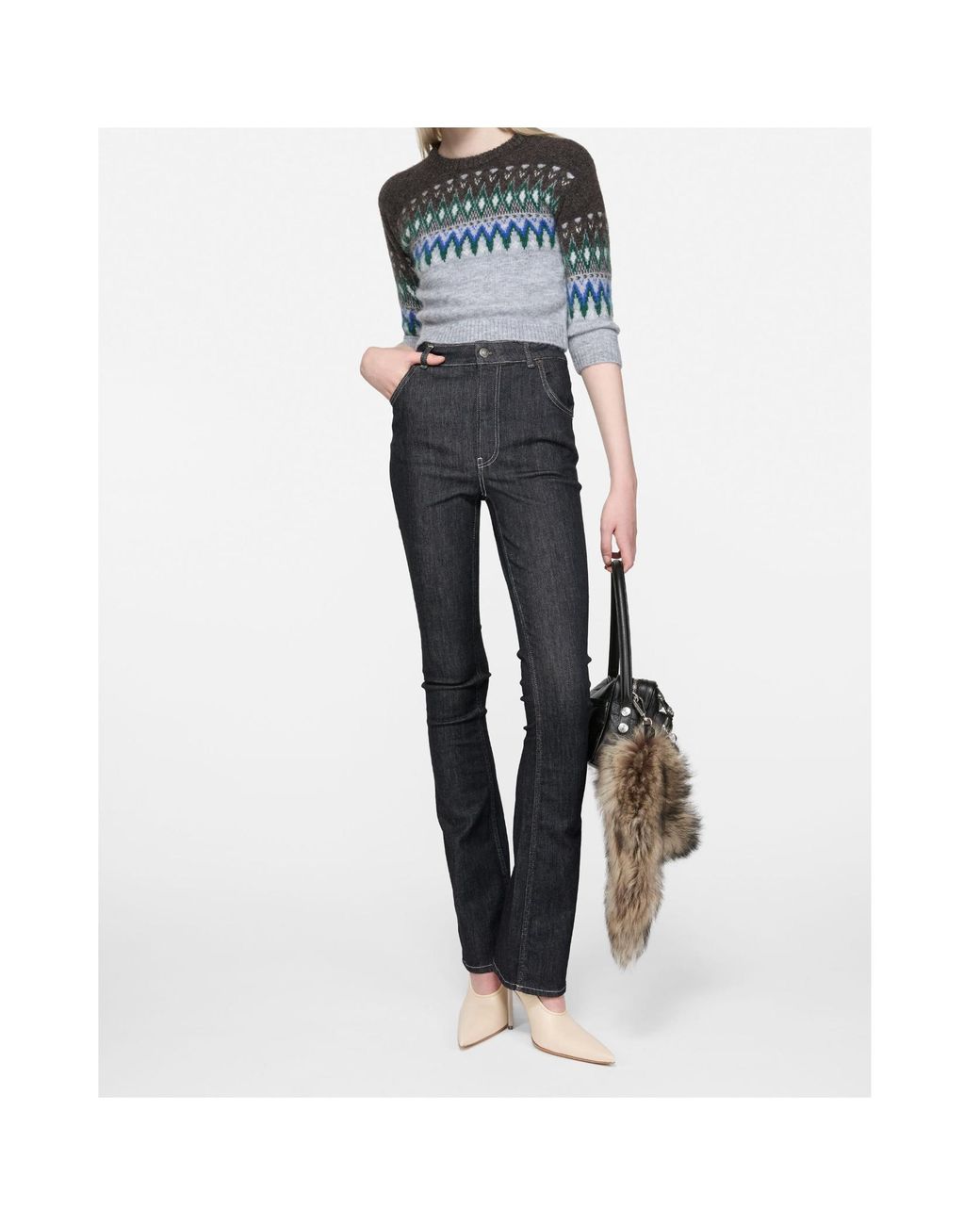Acne Gray Crewneck Knitted Top