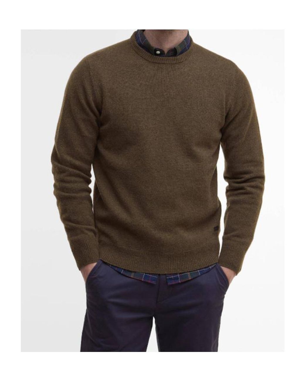 Barbour Brown Crew-Neck Long-Sleeve Jumper for men
