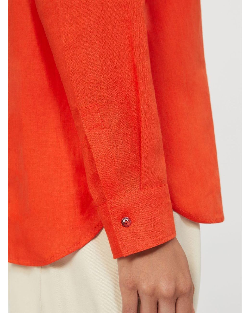 Max Mara Orange Falasco Collared Long-Sleeved Shirt