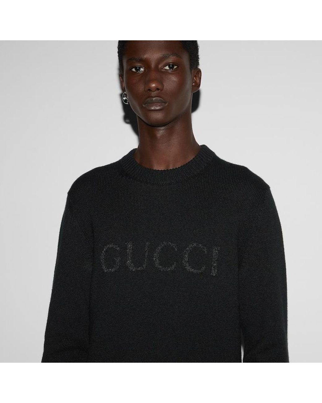 Gucci Black Gg Sequinned Jumper for men