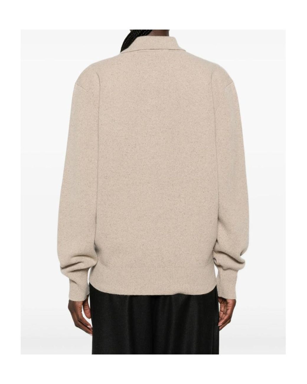 Rohe Natural Long-Sleeved Knitted Polo Jumper
