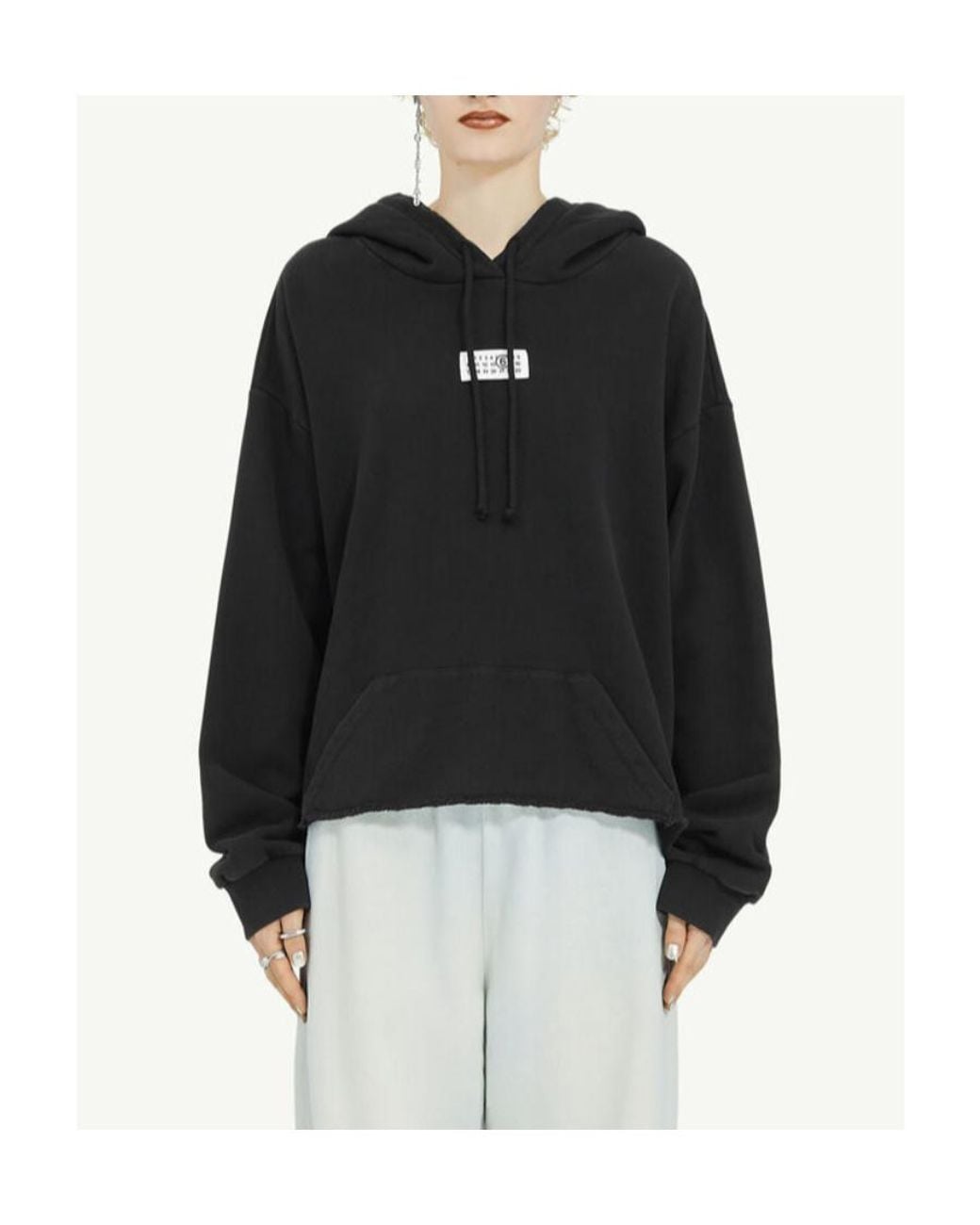 MM6 by Maison Margiela Black Drop Shoulder Hoodie