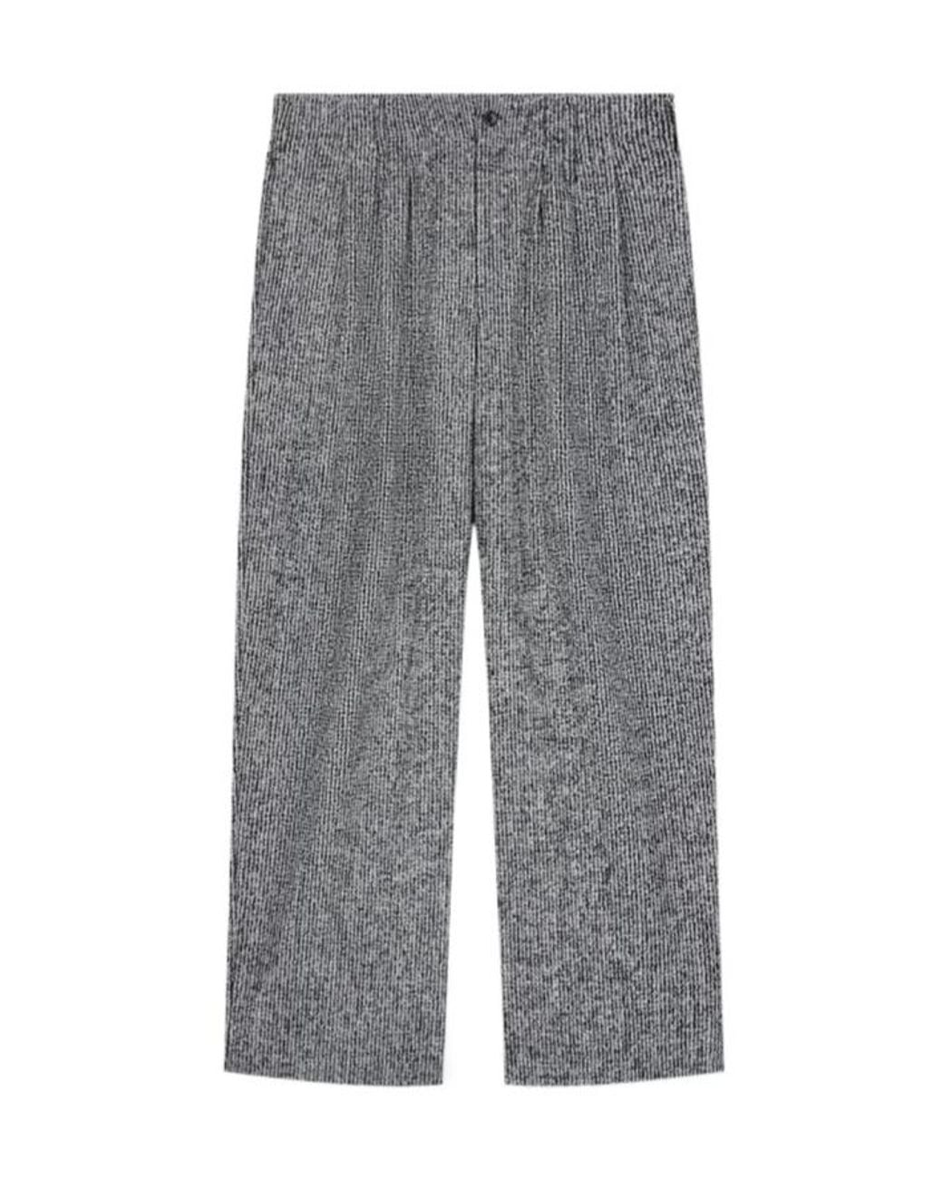 Emporio Armani Gray Patterned Pleated Trousers for men