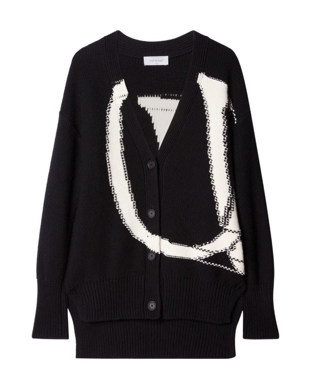 Off-White c/o Virgil Abloh Black Logo-Intarsia Wool Cardigan