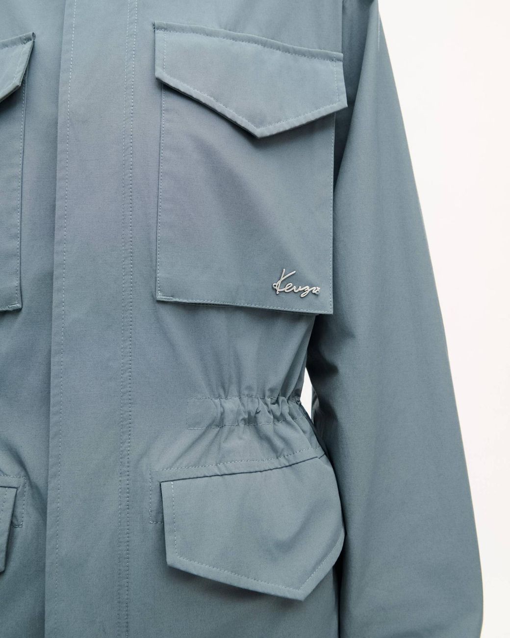 KENZO Blue Mid-Length Windbreaker Jacket