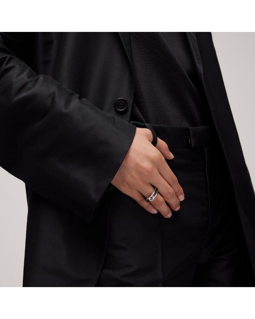 Gucci White Interlocking Crystal Ring for men