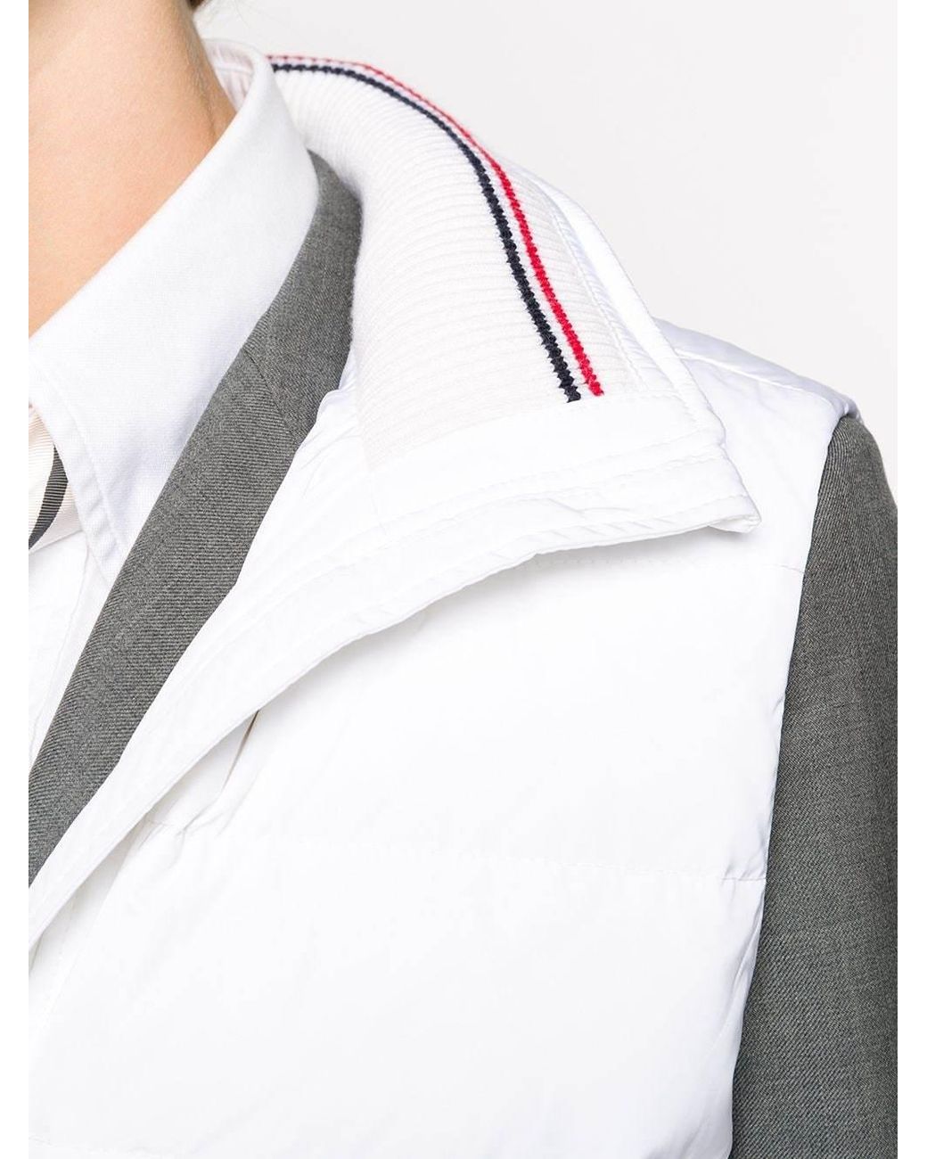 Thom Browne White Rear Stripe Padded Gilet
