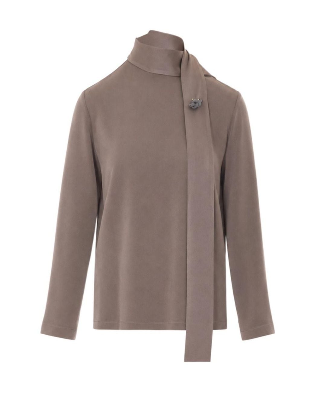 Fabiana Filippi Brown Falcon Scarf Detail Top
