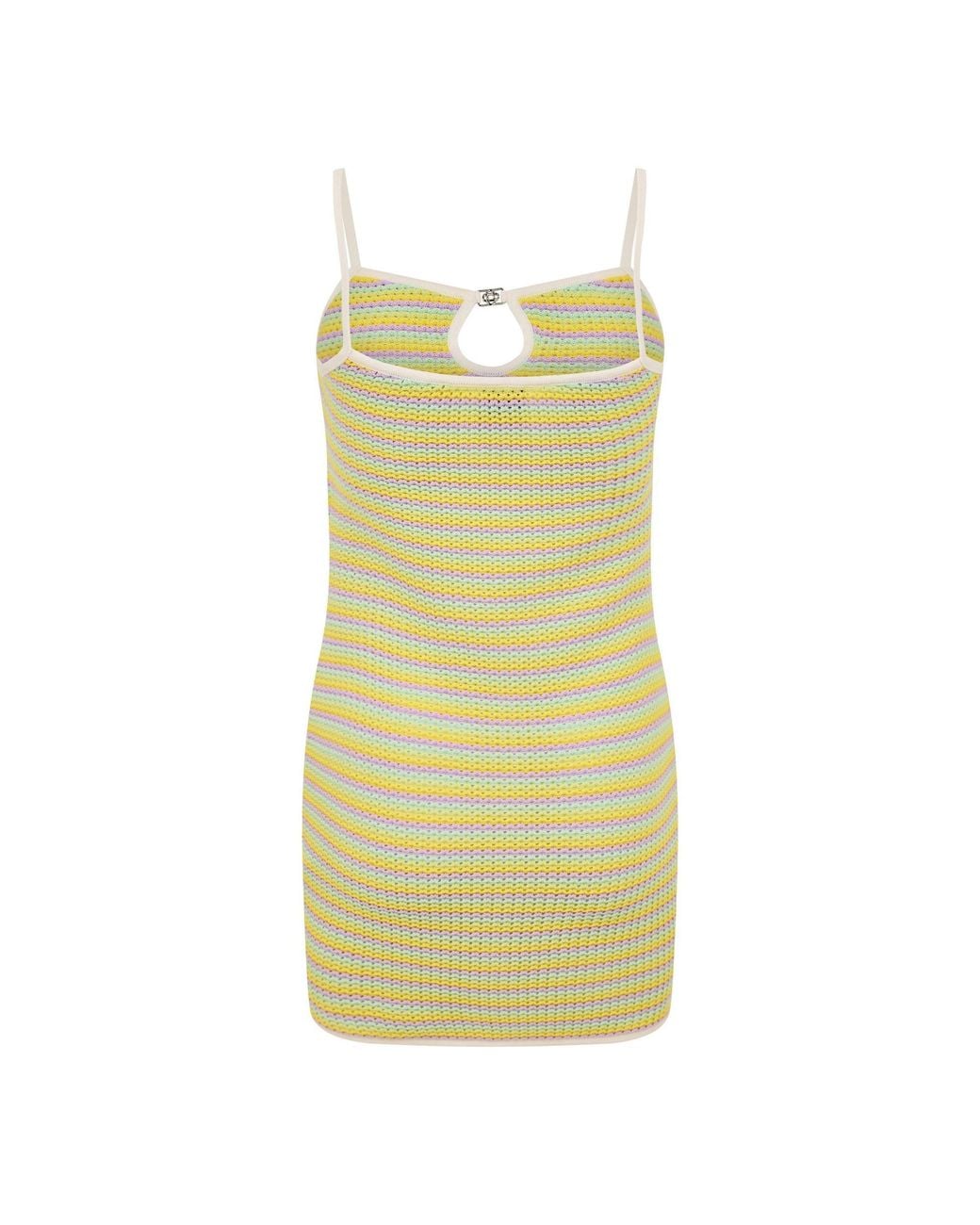 Casablanca Yellow Crochet Mini Dress