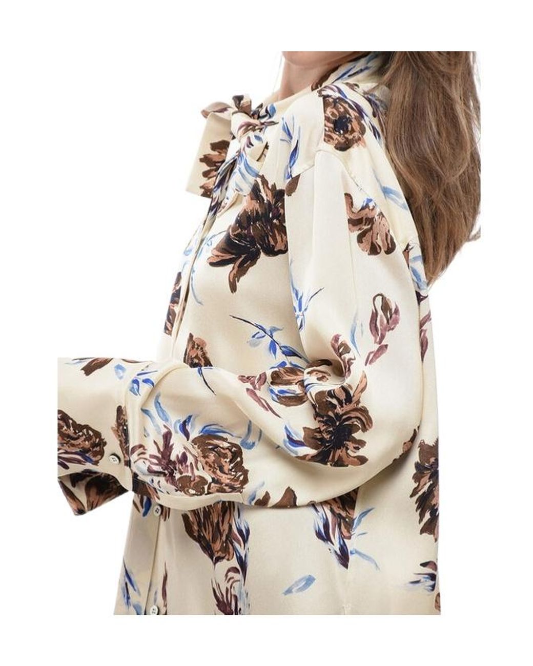 Jil Sander Natural Floral Self-Tie Shirt