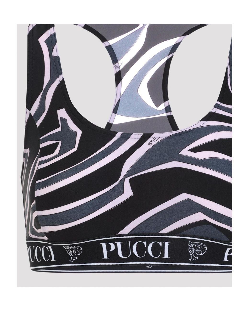 Emilio Pucci Blue Pucci Logo Underband Printed Cropped Top