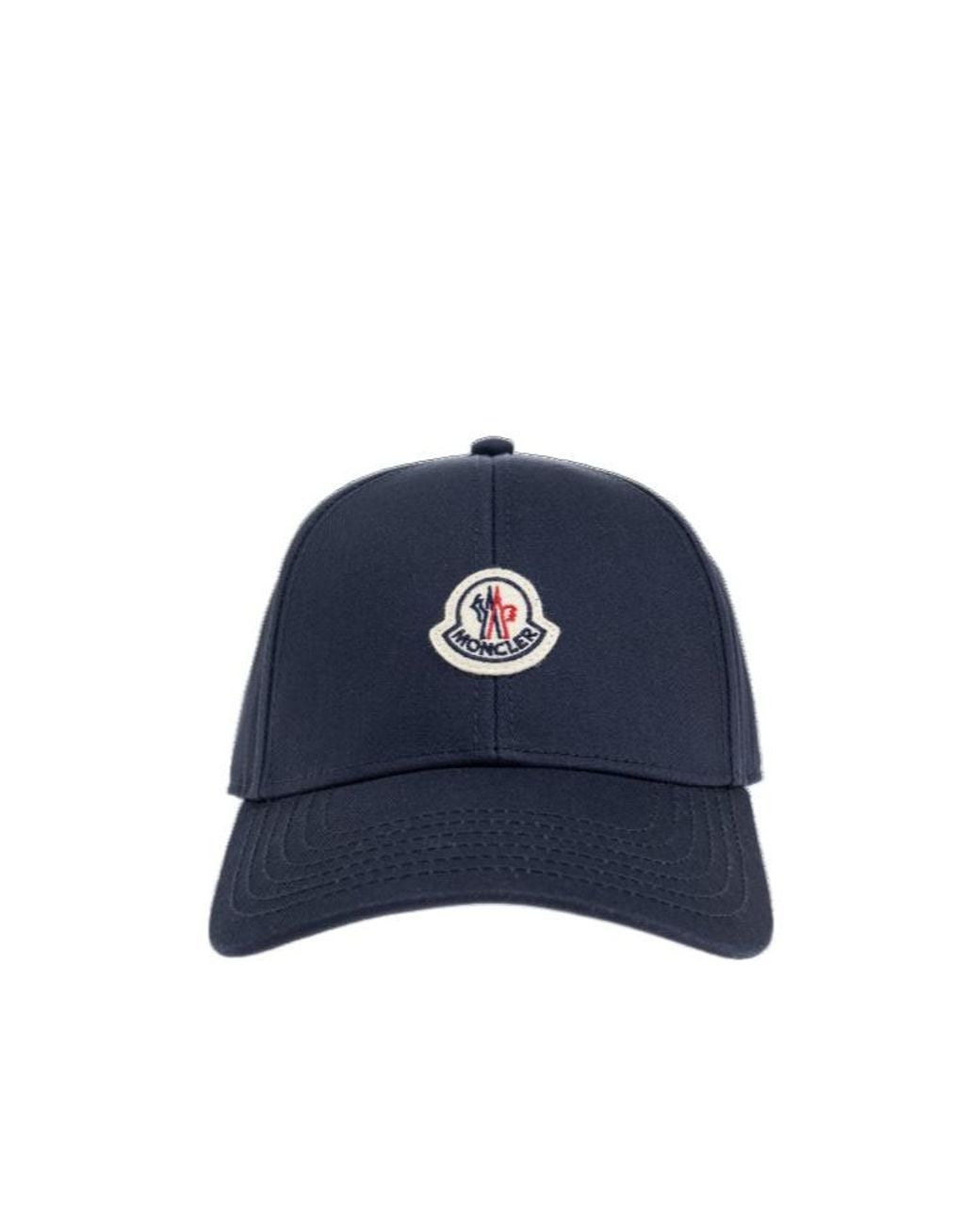 Moncler Blue Logo Patch Curved Peak Cap for men