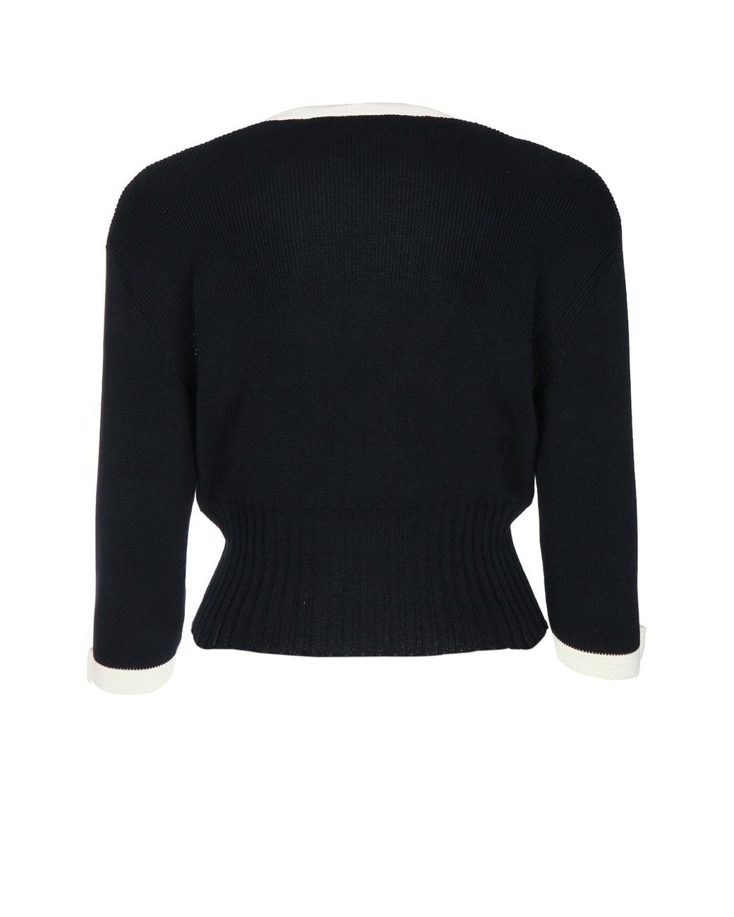 Valentino Black V-Neck Button-Up Cardigan