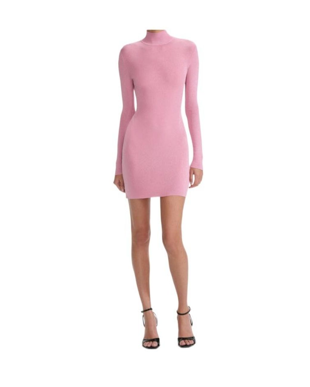 Self-Portrait Pink High-Neck Fitted Dress