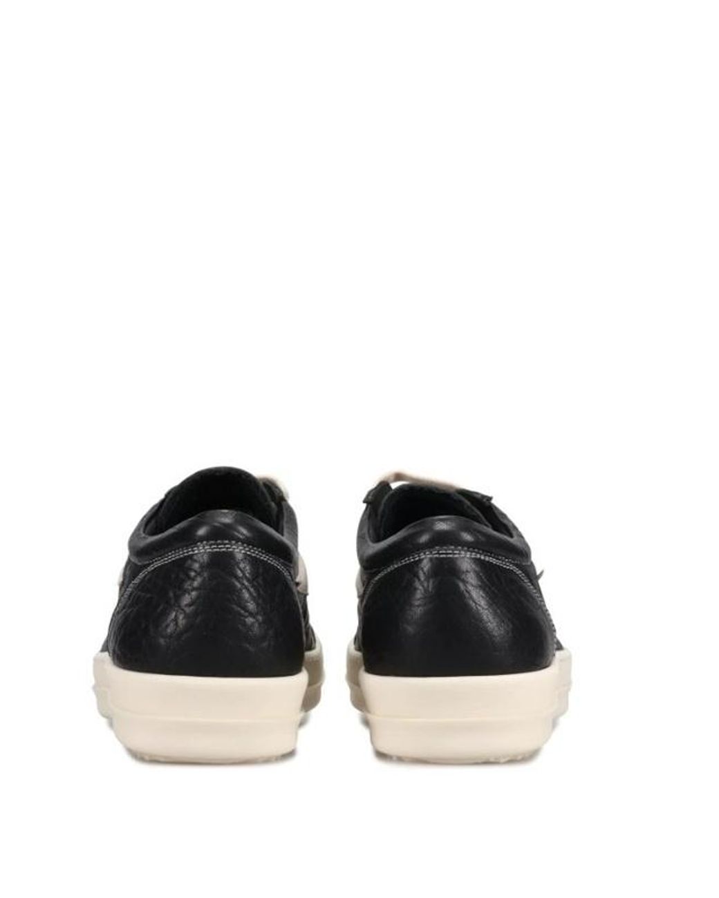 Rick Owens Black Round Toe Lace-Up Sneakers for men