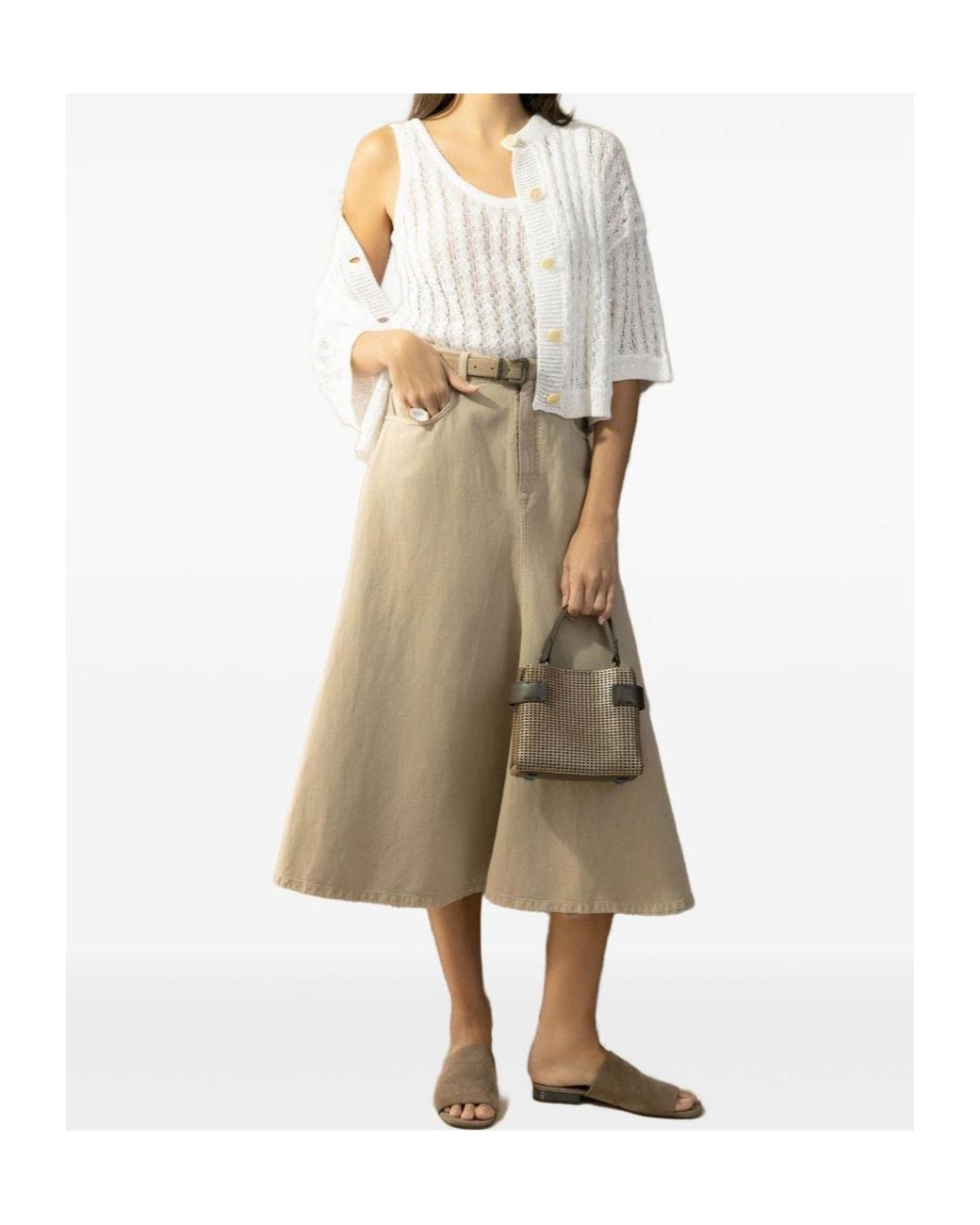 Brunello Cucinelli White Embellished Sleeveless Top