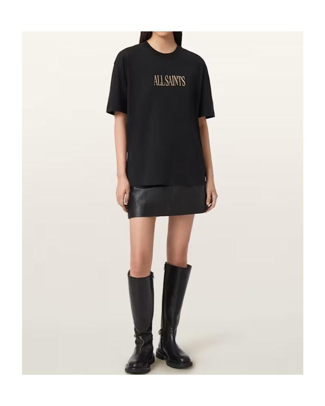 AllSaints Black Cora Etta Oversized T-Shirt