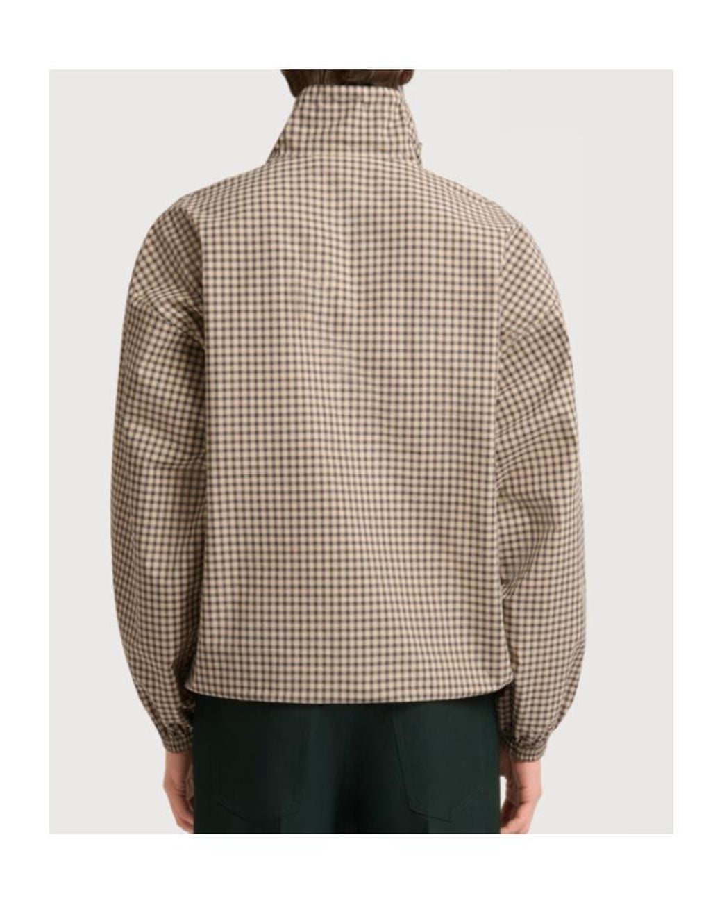 Marni Natural Checked Poplin Shirt With Funnel Neck for men