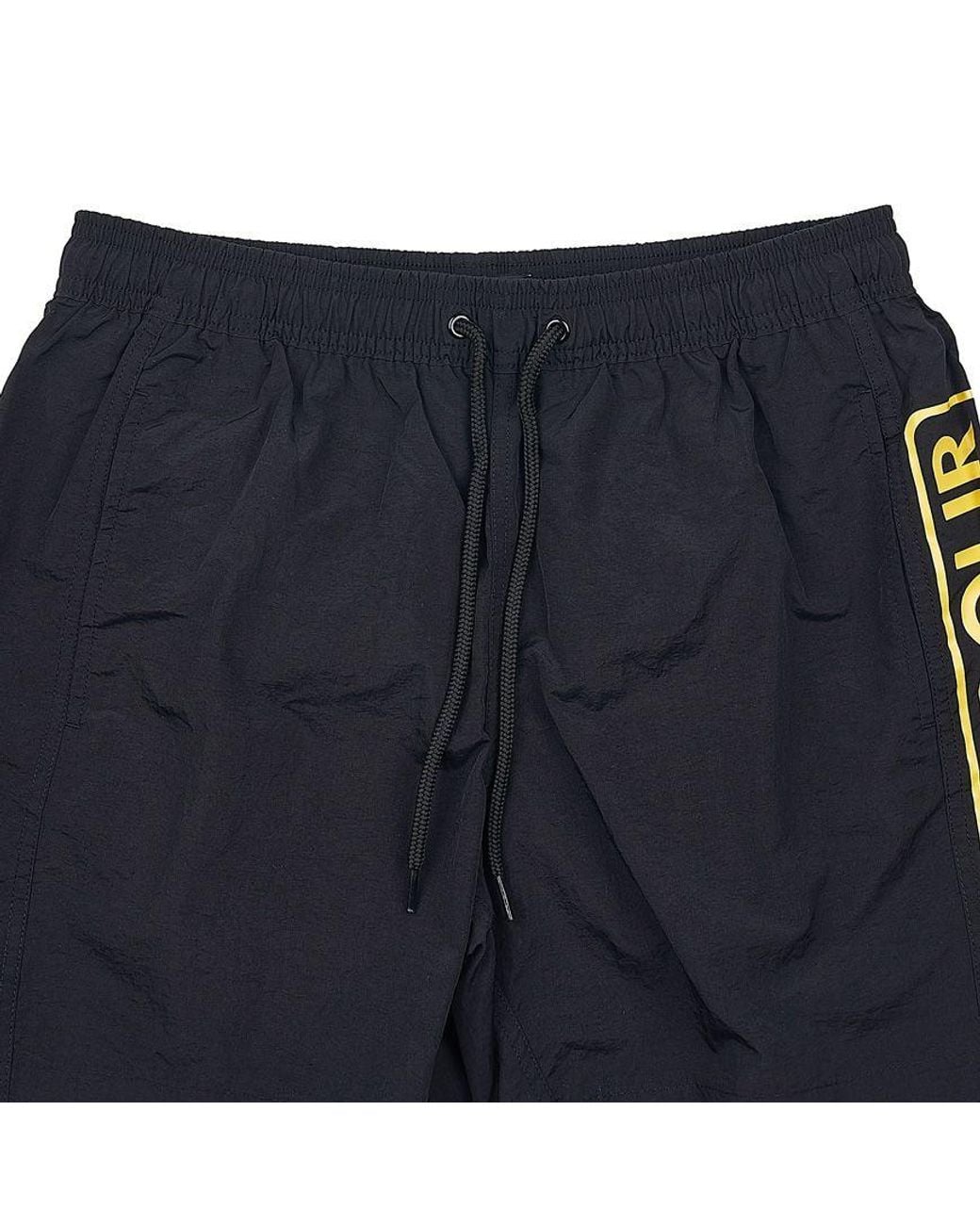 Barbour Black Logo Printed Drawstring Swim Shorts for men