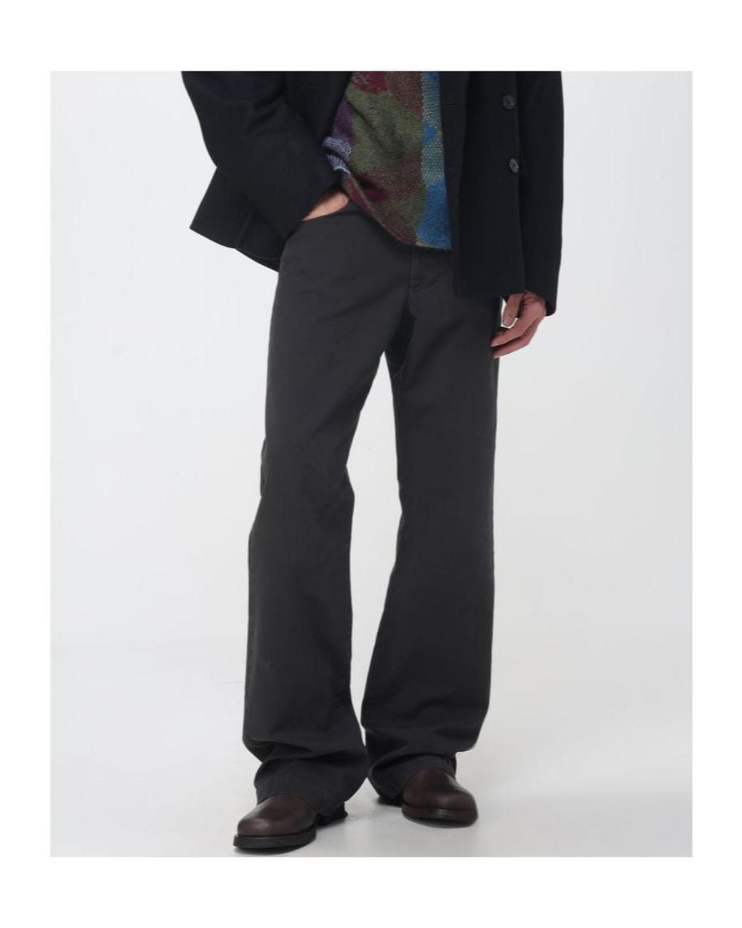 Dries Van Noten Gray Wide-Leg Casual Pants for men