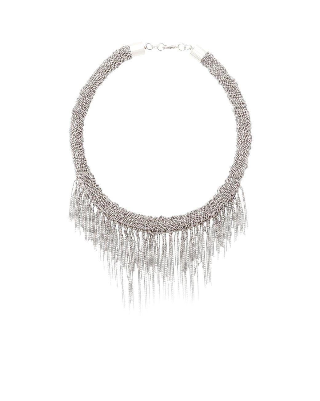 Fabiana Filippi White Chain Fringe Necklace