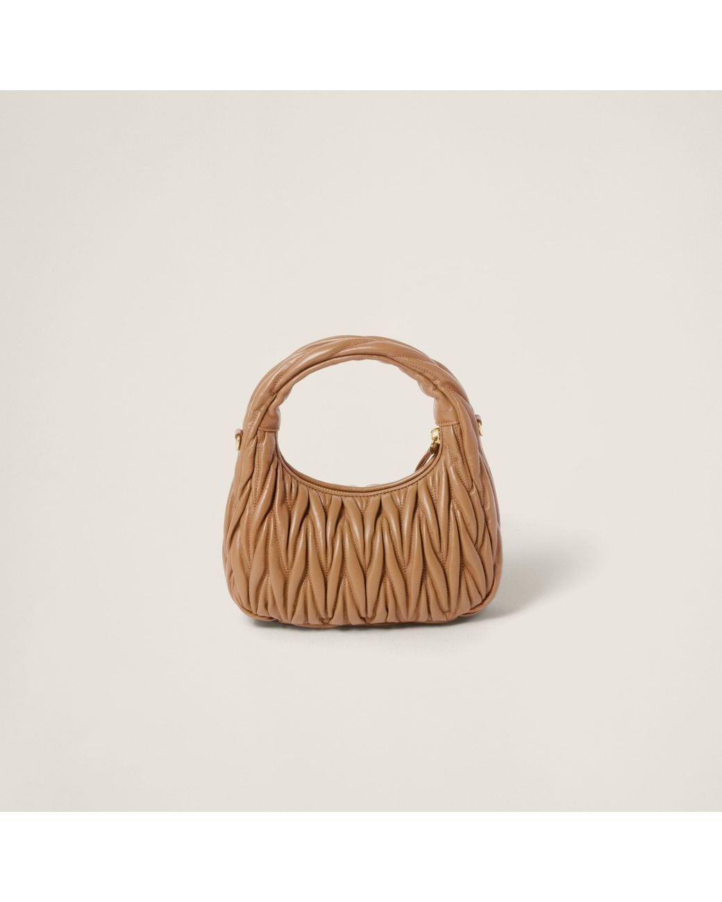 Miu Miu Brown Wander Matelassé Nappa Leather Hobo Bag