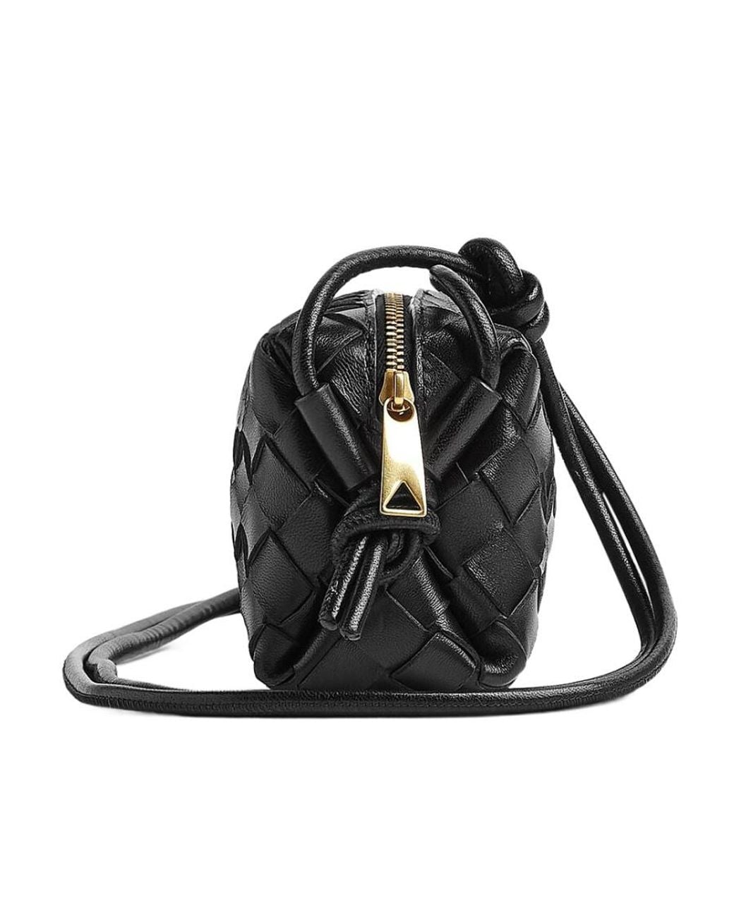 Bottega Veneta Black Candy Loop Woven Camera Bag