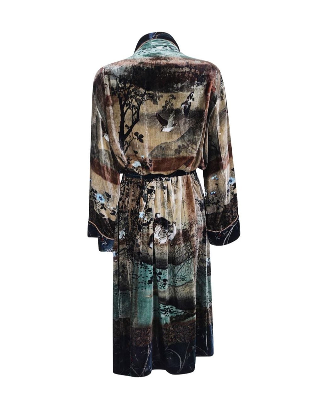 Pierre Louis Mascia Black Landscape-Print Belted Coat