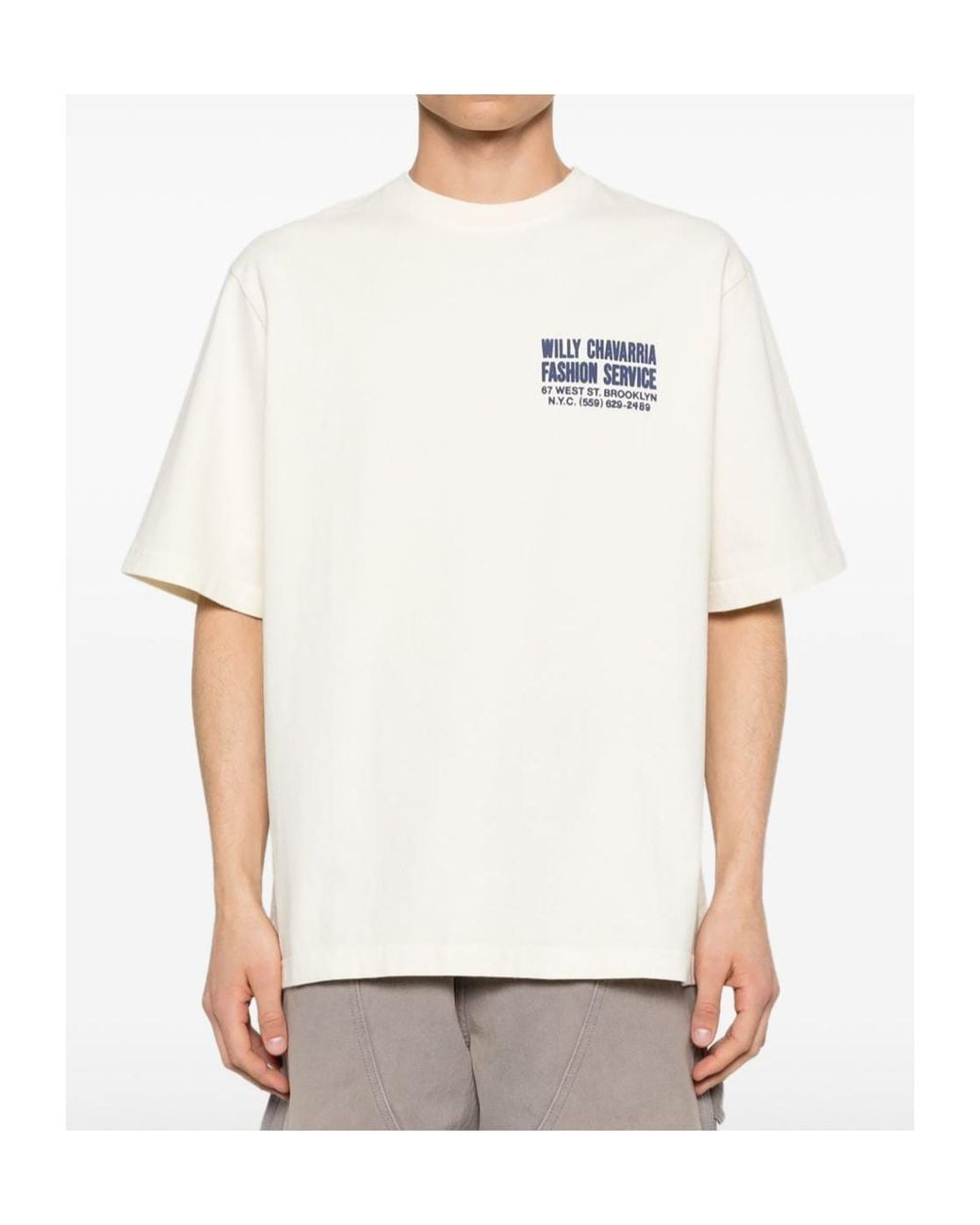 Willy Chavarria White Fashion Service Logo T-Shirt for men