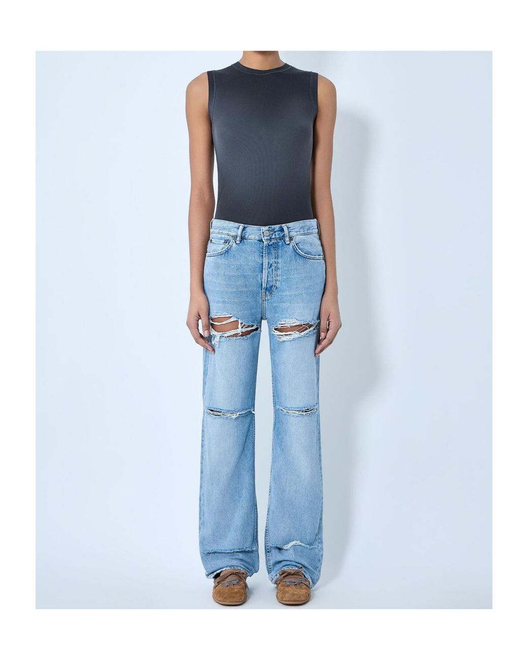 Acne Blue Logo-Patch Distressed Jeans