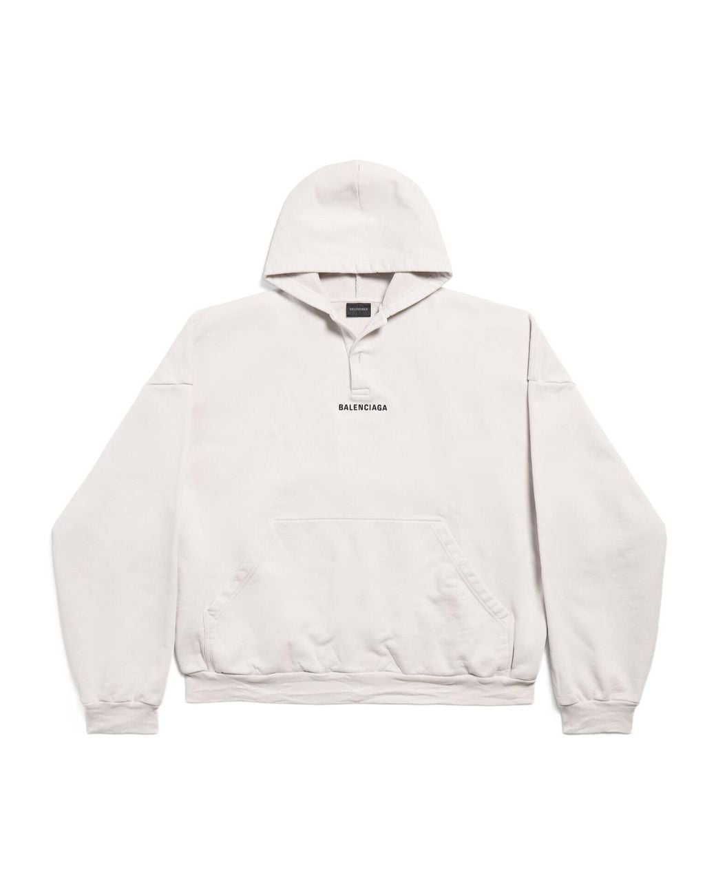 Balenciaga White Logo Printed Polo Hoodie for men
