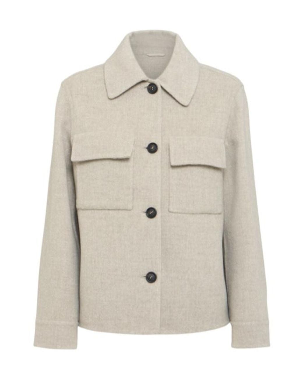 Brunello Cucinelli Natural Wool Blend Short Coat