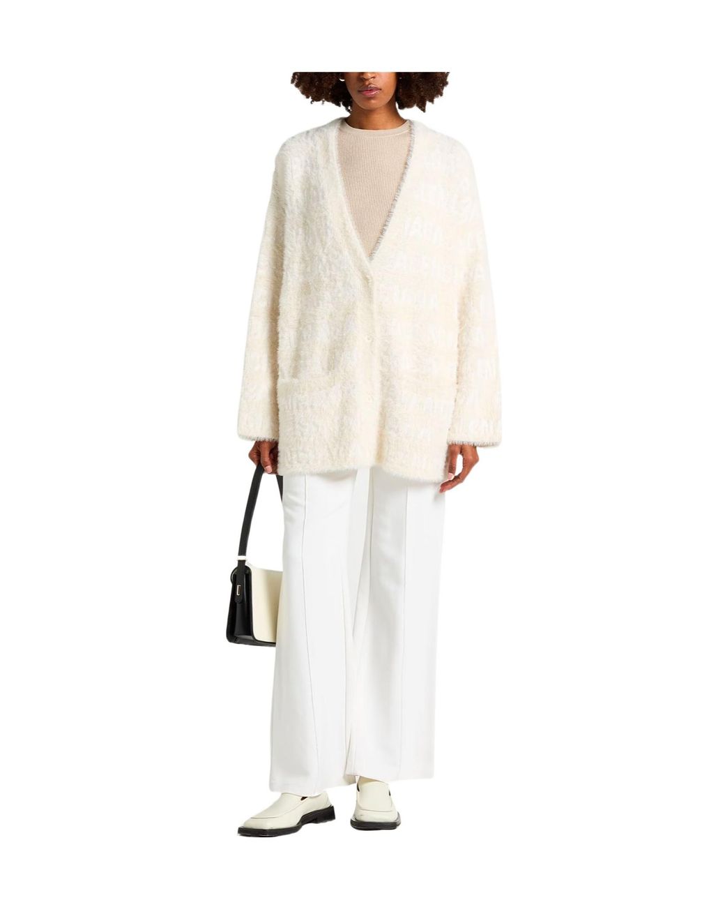 Balenciaga Natural Lightweight Knitted Long-Sleeve Coat